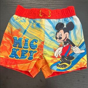 Disney Mickey Mouse Kids Surf Shorts - Orange and Blue